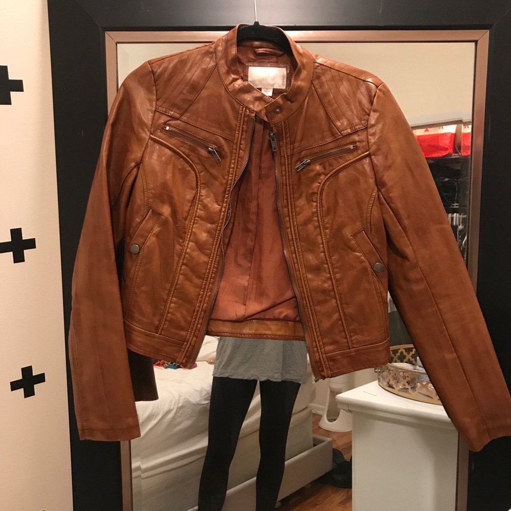 Cognac faux leather jacket from target